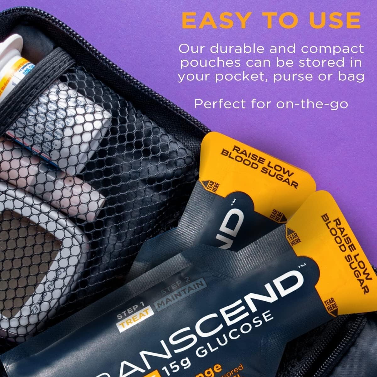 Transcend Glucose Gel Packs Orange Raise Blood Sugar Support 3 Pack