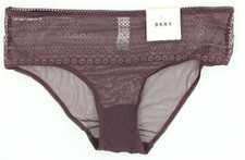 NWT DKNY DK5085 "Lace and Mesh" Lightweight Bikini Hipster Panty Brown 1504Y S