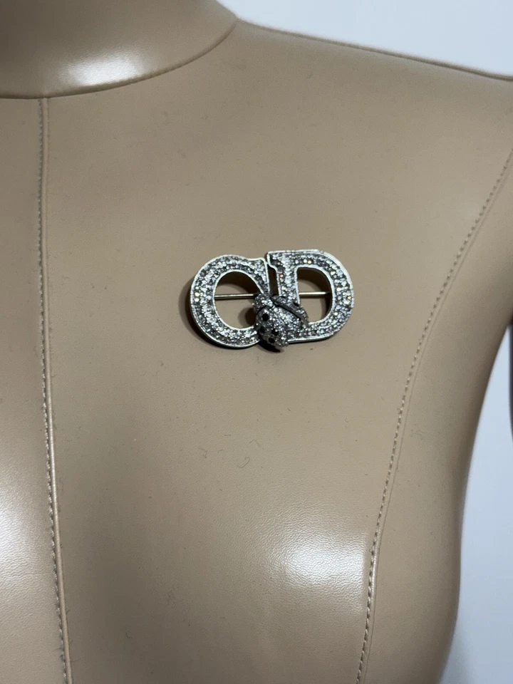 Vtg Christian Dior By John Galliano C.AW2000 Pavé Crystal CD Ladybug Logo Brooch - Image 2 of 4