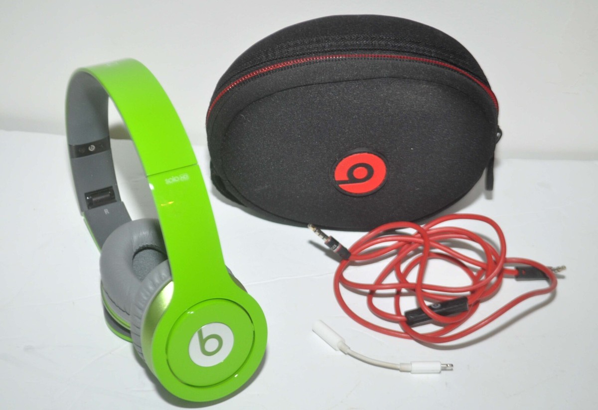 Beats by Dr. Dre Solo HD Headband Headphones Green Case AUX Beats by Dr. Dre Solo HD Headband Headphones Green Case AUX