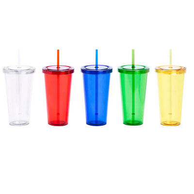 750ml Plastic Cup with Lid and Straw Smoothie Tumbler BPA Free Juice Drink  Glass 