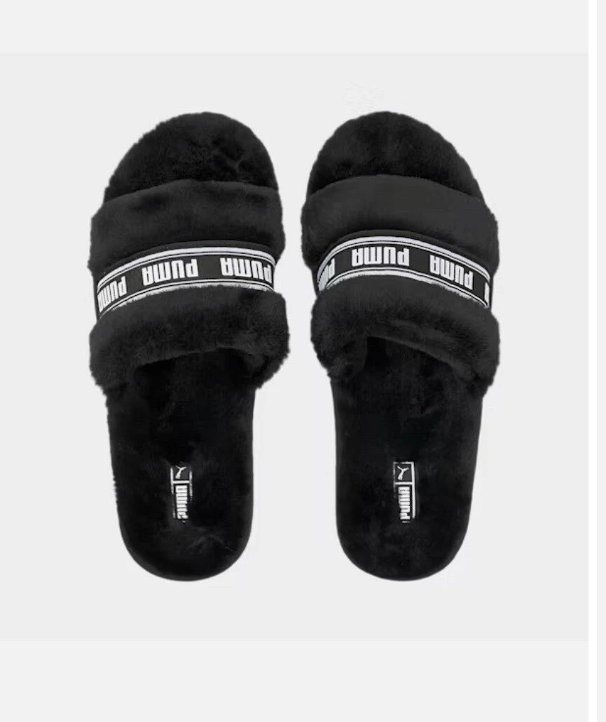 Puma Fluff BX Jr sandali slide per bambini nero bianco taglia 5