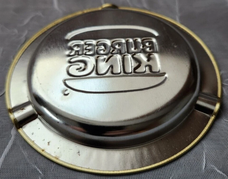 Vintage Ashtray Burger King Fast Food Restaurant Collectible Gold Rare Metal - Image 2 of 3