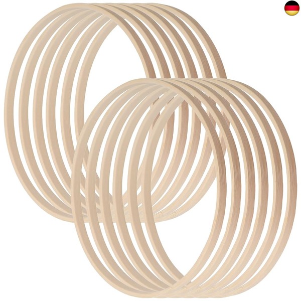 12 StüCk Bambus Floral Hoop,Holzringe Zum Basteln,Makramee Ringe TraumfäNger R-image