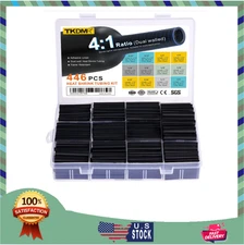 TKDMR 446Pcs Heat Shrink Tubing Kit 4:1 Adhesive Lined Marine Grade Black