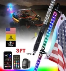 3FT RGB LED Spiral Whip Light Remote Control W/ Flags For UTV Polaris RZR XP ATV