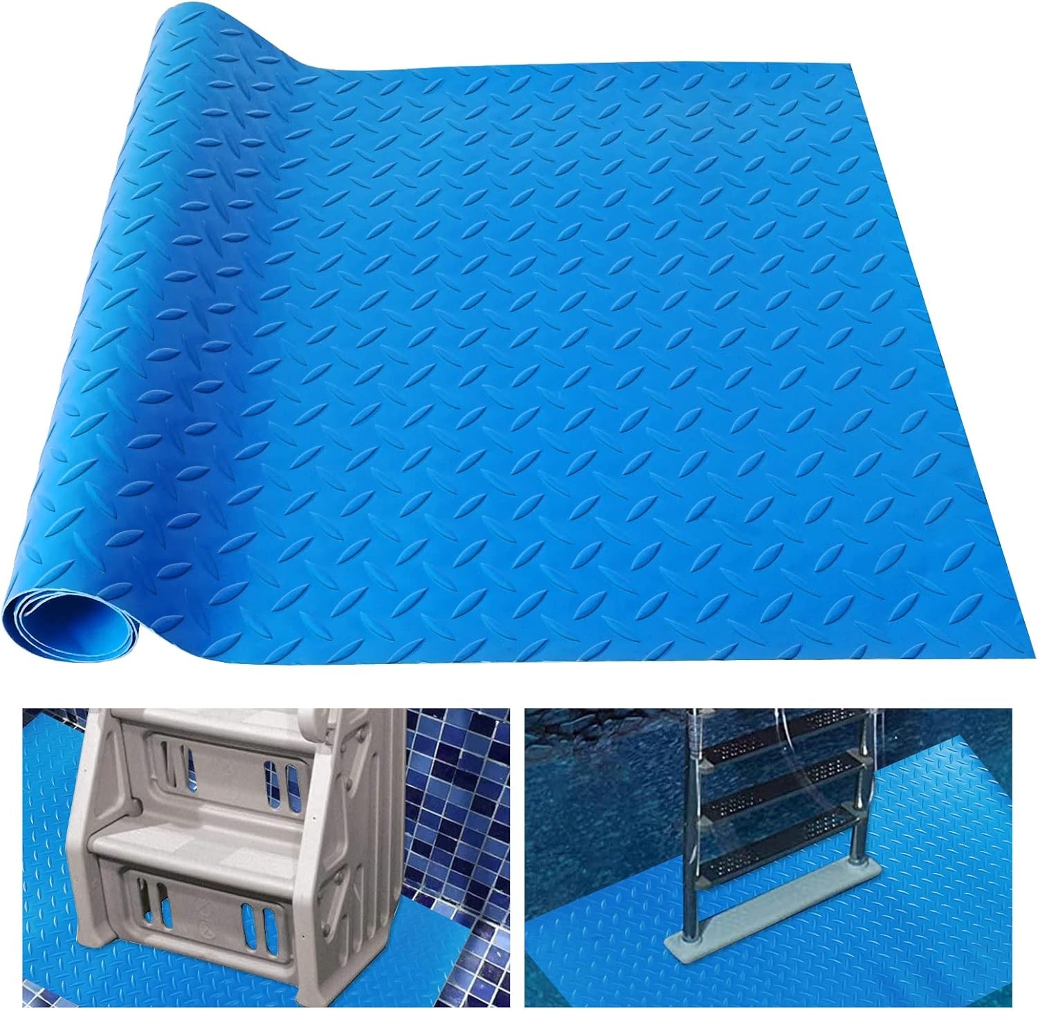 Non-Slip Pool Ladder Mat 17x38 Inches Protective Safety Base  