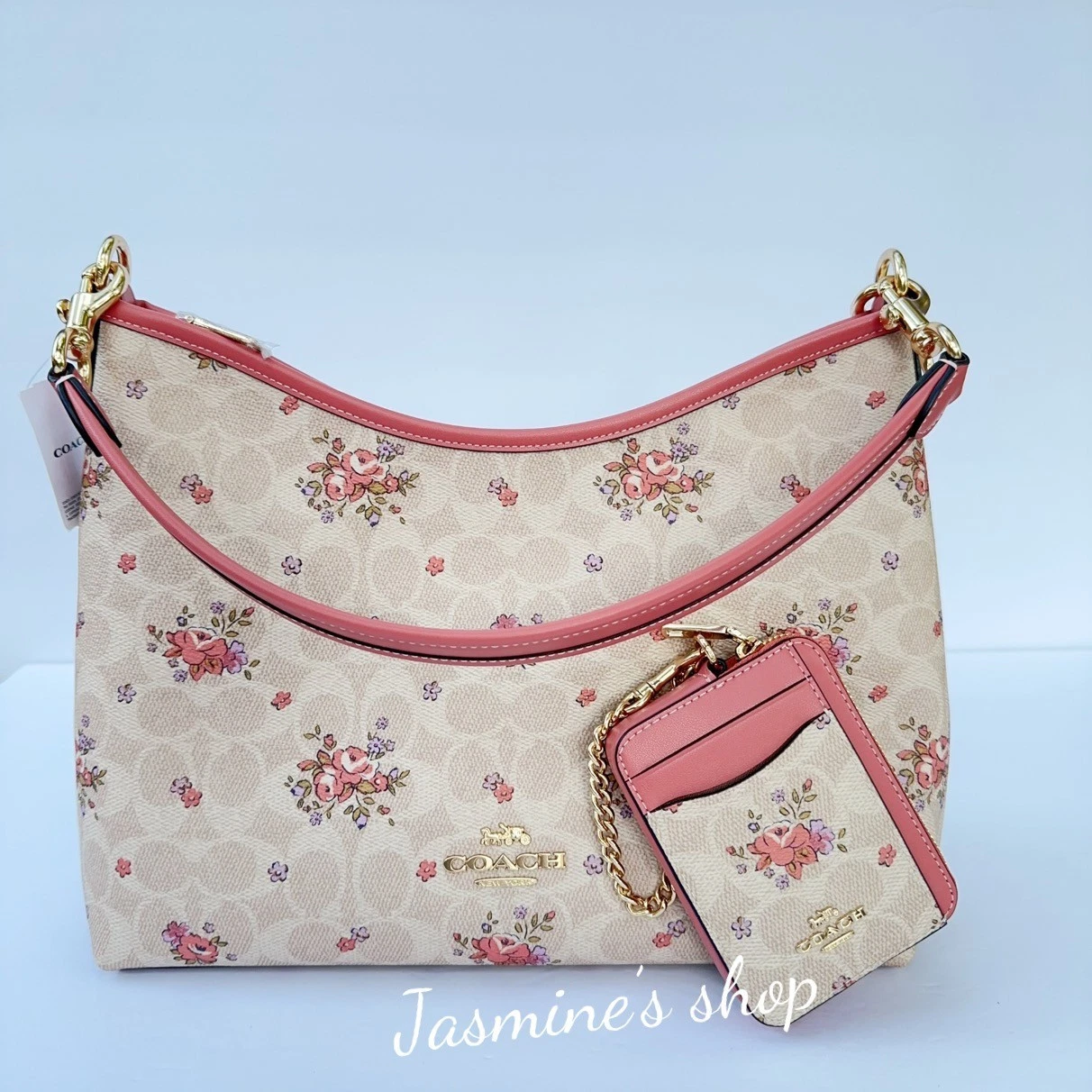 Borsa a tracolla Coach Laurel nuova con etichetta in tela firmata con stampa floreale CAL36