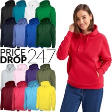 Ladies Hooded Sweatshirt Plain Pullover Hoody Size 8 to 30 - LOOSE CASUAL HOODIE