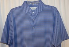 NEW Donald Ross MEDIUM Cruz Multi Stripe Golf Polo Shirt Ultramarine Blue Orange