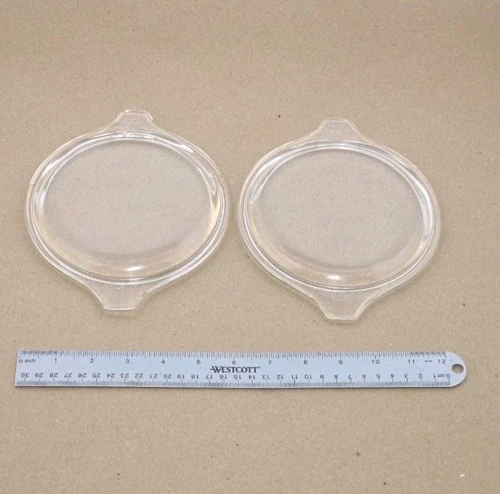 2 Vintage Pyrex 470-C Clear Glass Replacement LID ONLY Tab Handles 6 1/2”