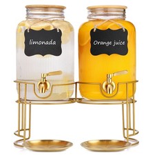 Drink Dispensers For Parties- 1 Gallon Beverage Dispenser with Stand and Spig...
