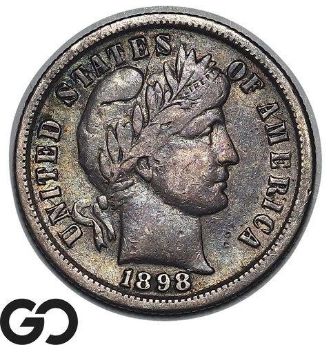 1898-S Barber Dime, Choice XF Better Date