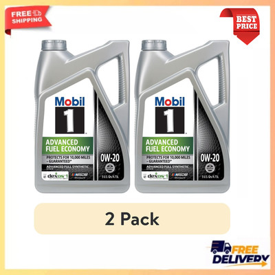 2 Pack Mobil 1 0W20 Full Synthetic Engine Oil 5 Quart Fuel Economy Boost