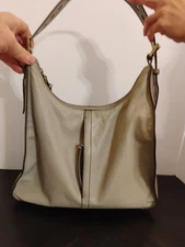 HOBO International Marley vintage light gray leather hobo purse handbag see pics