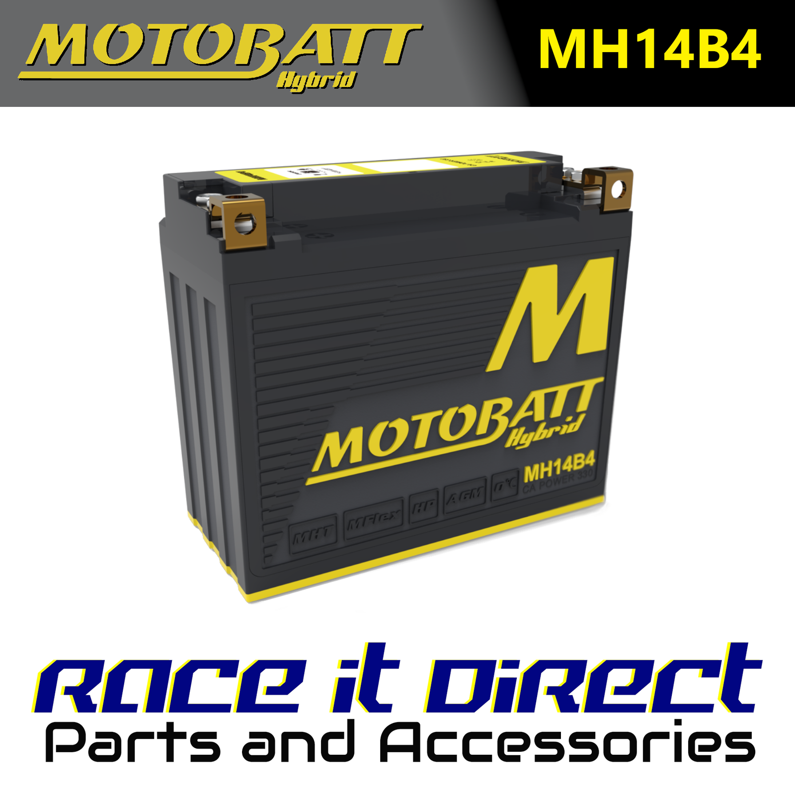 MH14B4 MotoBatt Hybrid Lithium Lead Acid Bike Battery