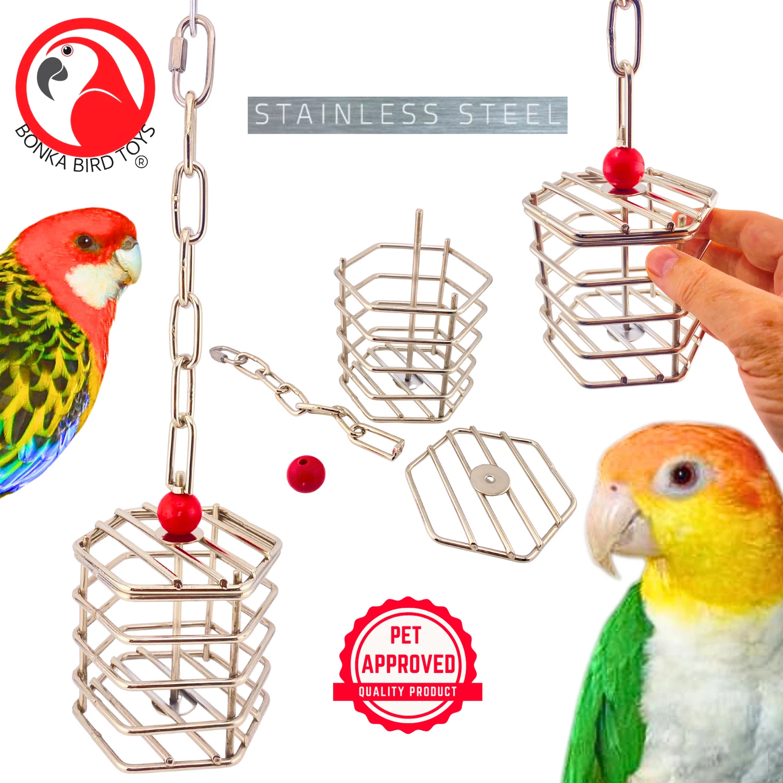 Bonka Bird Toys 00196 Small Stainless Steel Baffle Cage Treat Dispenser Parrot
Opens in a new window