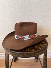 Vintage Resistol Brown Western Hat Cowboy w Beaded Bead Band size 7 1/8