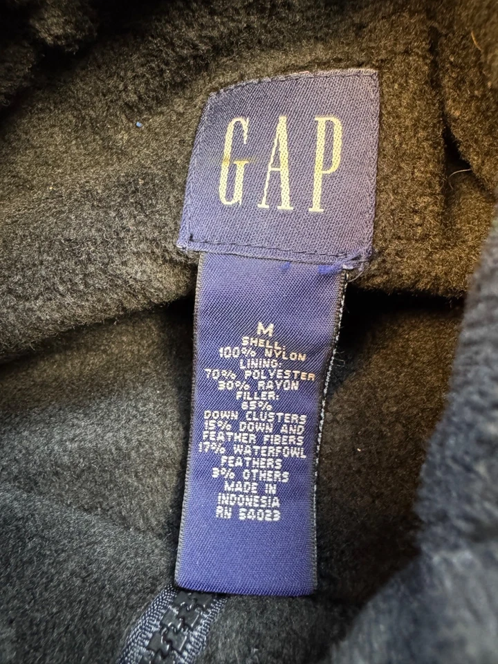 De Colección GAP Chaleco Mujer Mediano Negro Acolchado Cremallera Completa Vellón Forrado Plumón Chaqueta Puffer Foto 3 de 4