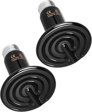 HealSmart Reptile Heat Lamp 75W 2-Pack Ceramic Heat Emitter, No Light Emitting