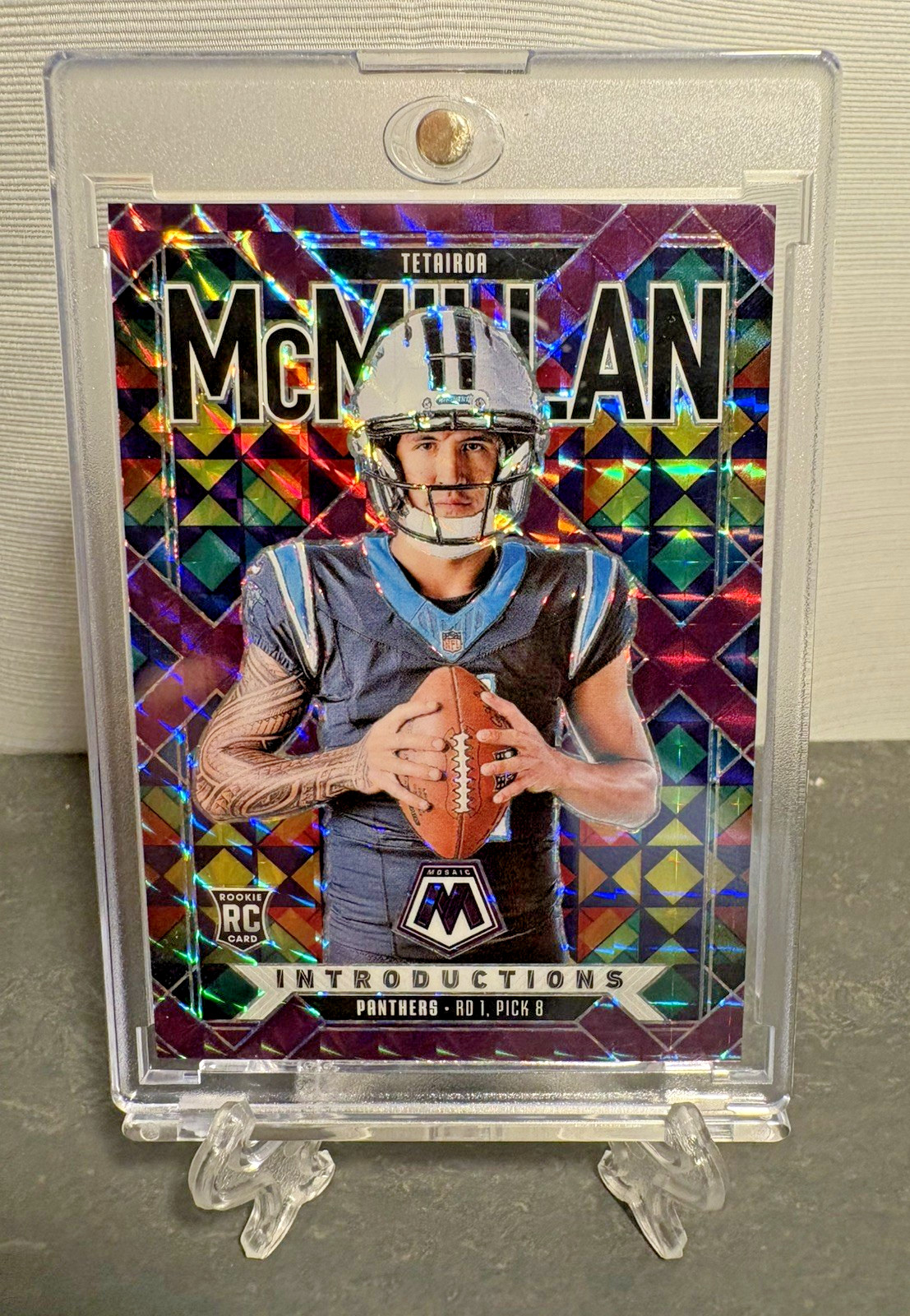2025 Panini Mosaic - Tetairoa McMillan #8 Introductions Purple Prizm 35/49