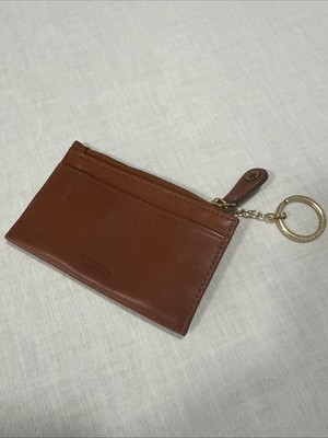 Coach Leather Change Wallet Keychain Tan Brown Zippered Vintage