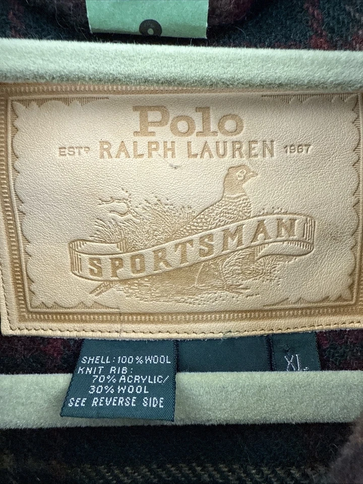 Chaqueta de bombardero deportiva Polo RL Sportsman 100 % lana a cuadros años 90 EE. UU. Mujer XL vintage Foto 2 de 4