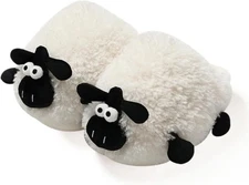Sheep Fuzzy Animal Slippers for Women & Men, Indoor/Outdoor with Plush Warm 7