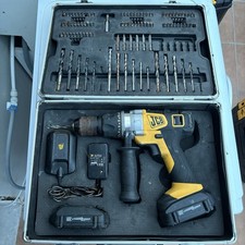 JCB Drill Two Lithium Batteries Charger Carry Case And Drill Bits. Used.