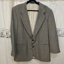 Vtg Oscar de la Renta 42R Light Gray 100 Wool Tweed Mens Blazer Sport Coat