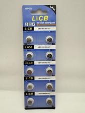 10pk LiCB LR41/AG3 Alkaline Button Cell Batteries. 1.55V Coin