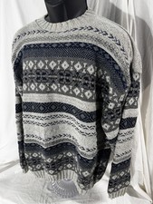Vintage Mens Cable Knit Crewneck Sweater XL Gray Made in USA see Desc 