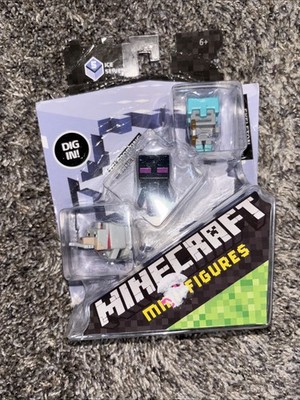 MINECRAFT MINI FIGURES 3PK  WOLF * TELEPORTING ENDERMAN * SKELETON W/ ARMOR  *