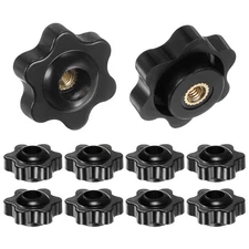 10pcs Star Knobs M4 Thread 25mm Head Through Hole Clamping Handles Black