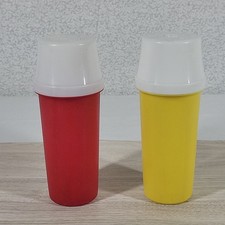 VTG Tupperware Mustard  Ketchup Dispensers Container Pumps Lids 1329-8 Picnic
