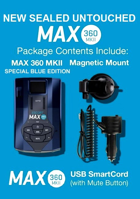 NEW SEALED UNTOUCHED Escort MAX 360 MKII Bluetooth Radar Detector (Blue Edition)