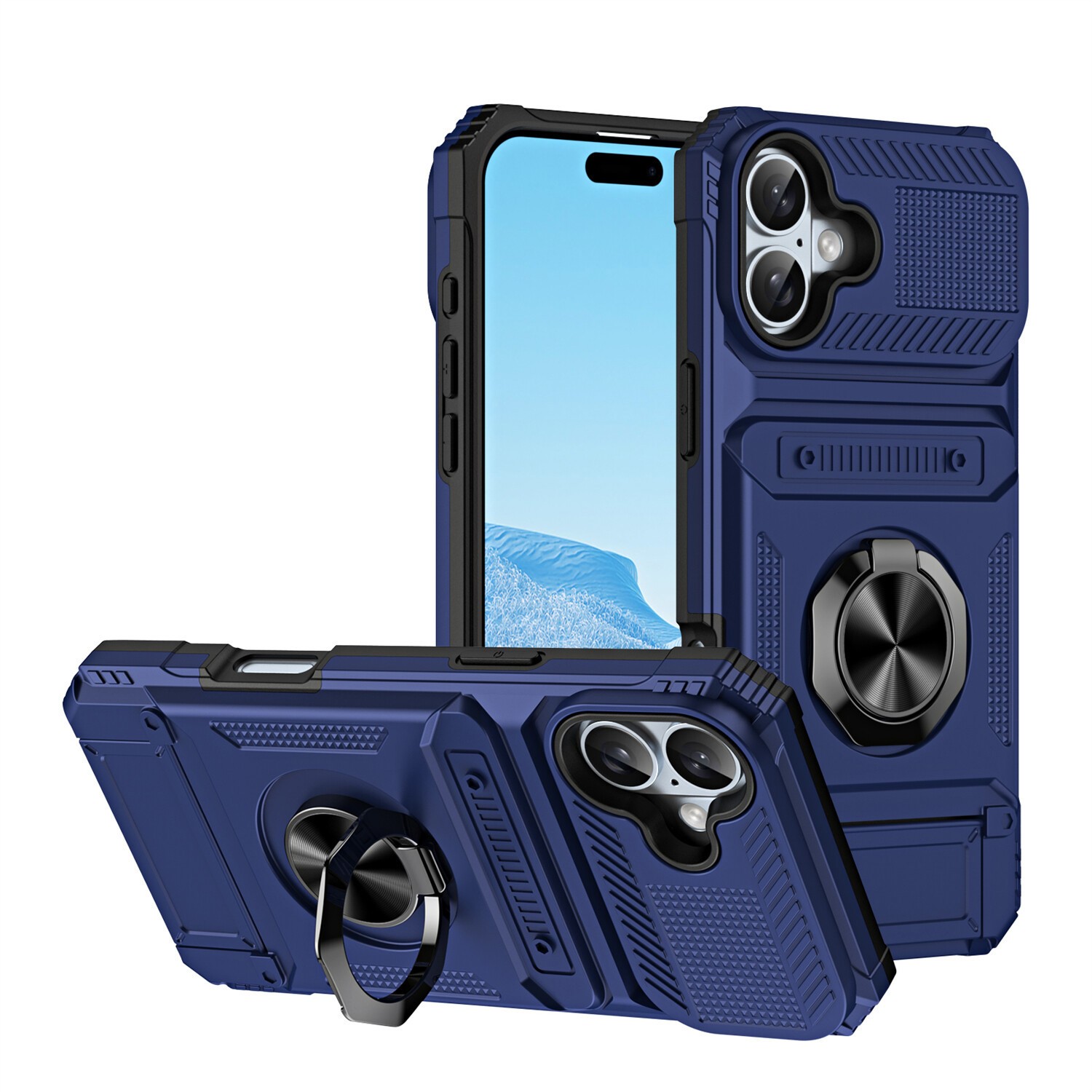 Shockproof Magnetic Ring Holder Card Wallet Case for iPhone 17 16 15 Pro Max 14