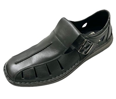 Rieker Antistress Shoes Mens Size 45 US 11 Black Leather Buckle Fisherman Casual