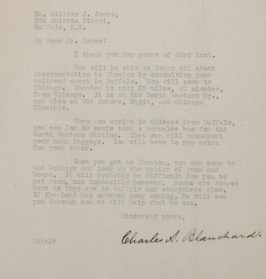 March 25 1921 Wheaton College President Charles Blanchard Signed Letter William