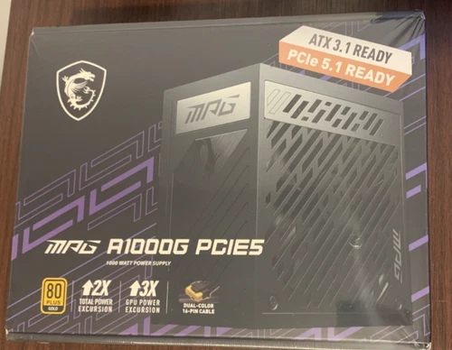 MSI MPG A1000G 1000W Fully Modular PSU 80 Plus Gold w/12VHPWR 600w connector
