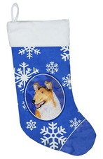 Collie Winter Snowflakes Christmas Stocking