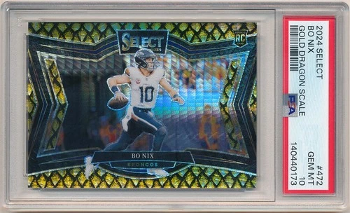 BO NIX 2024 PANINI SELECT 472 RC GOLD DRAGON SCALE PRIZMS #03/15 PSA 10 GEM MINT