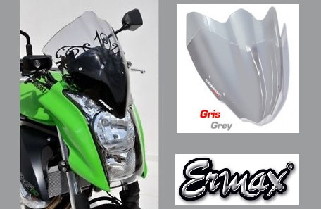 Saute-vent Ermax haut de gamme pour Kawasaki ER6N 2009/2011 en acrylique résistant gris uni