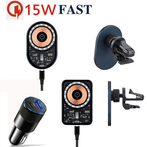 Wireless Fast Car Charger Magnetic Mount Holder For Magsafe iPhone 14 13 Samsung