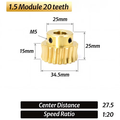 Módulo 0.5/0.8/1/1.5 20T a 60T engranaje cobre engranaje de rueda helicoidal y eje de engranaje helicoidal - Imagen 39 de 47