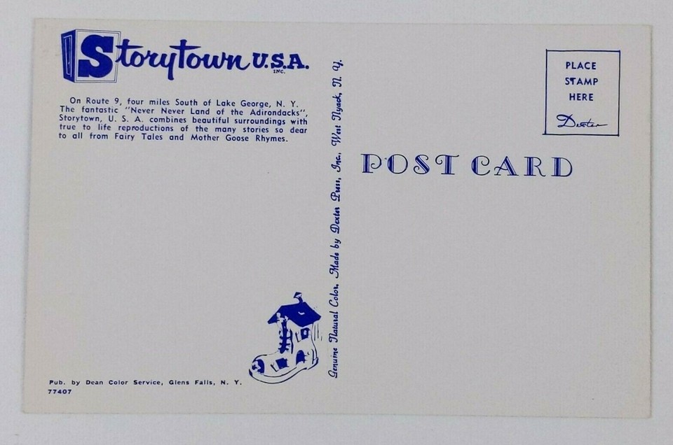 Lake New York Storytown USA Mother Goose Adirondacks VTG 1960s