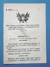 Decree Kingdom of Italy - List of Authorities and Offices Postal Tax Exemption - 1884