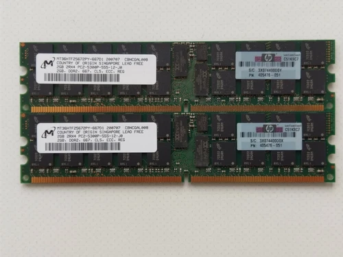 4GB (2x 2GB) Genuine HP ECC Memory Kit | 405476-051 | PC2-5300P | Micron
