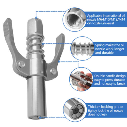 Grease Gun Coupler High Pressure Quick Release Lock Nozzles w/Hose For 1/8"NPT - Picture 5 of 18