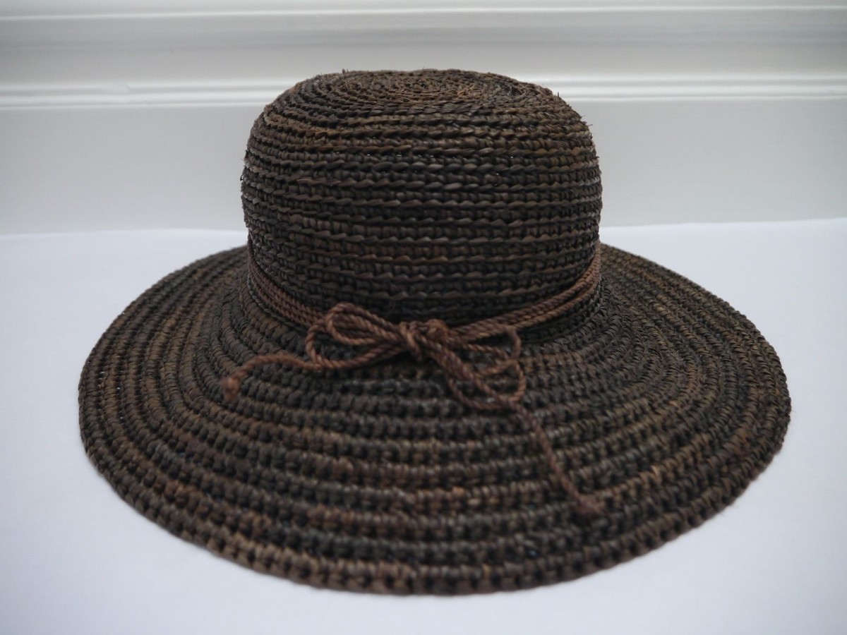 NEW HELEN KAMINSKI dark brown braided raffia sun hat NWOT | eBay